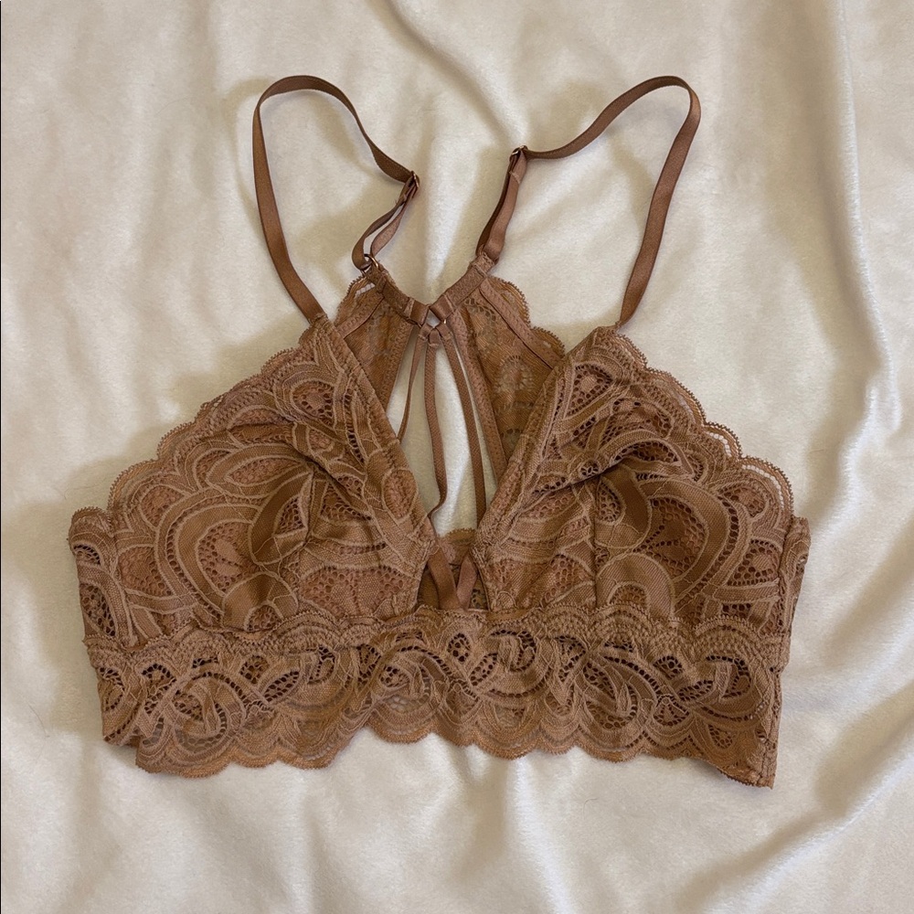 Aerie Lace Bralette in Warm Brown